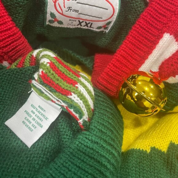 Holidays Christmas ELF KNITTED HOODED SWEATER FESTIVITY FUNNY SIZE XXLARGE - Picture 4 of 16